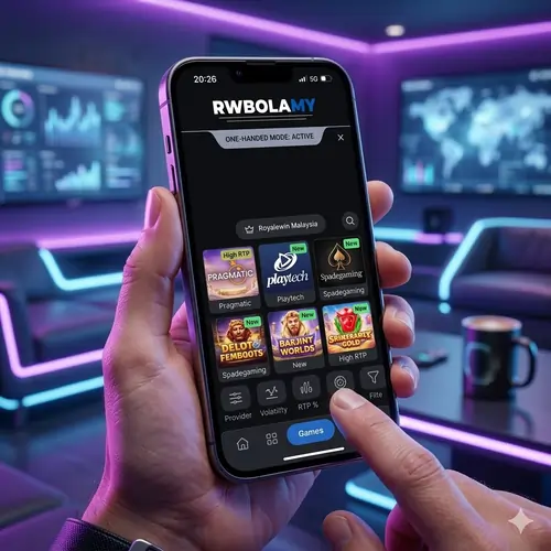Vibrant mobile interface showing dark mode and one-handed navigation for enhanced UX and mobile experience updates in Royalewin 2026.